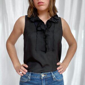 J. Crew Silk Ruffle Collar Short Sleeve Blouse